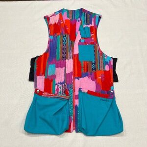 Vintage Abstract Colorful Artists Vest Large Pockets Embroidered Grubbys 1990s